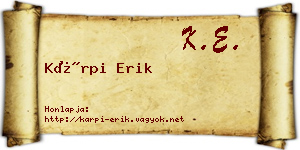 Kárpi Erik névjegykártya